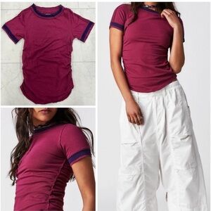 NWOT Free People We The Free Sporty Mix T-Shirt in Razzy Jazzy Size XS